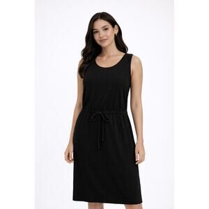 James Perse Black Sleeveless Drawstring Waist Dress Size 1 100%